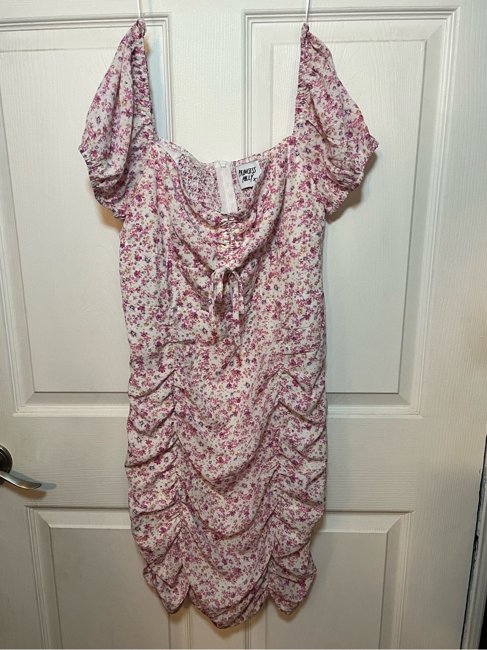 Princess Polly Pink & Cream Floral Smocked Dress